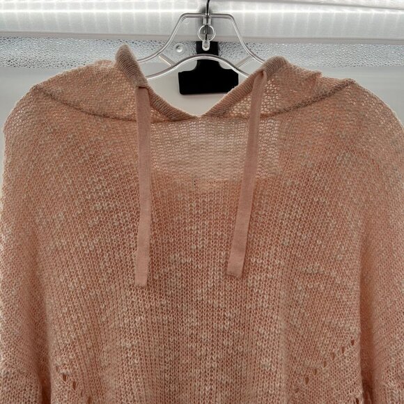 Hem & Thread Loose Knit Hoodie Women's Size Small Peach Long Sleeve Pullover - Picture 2 of 9